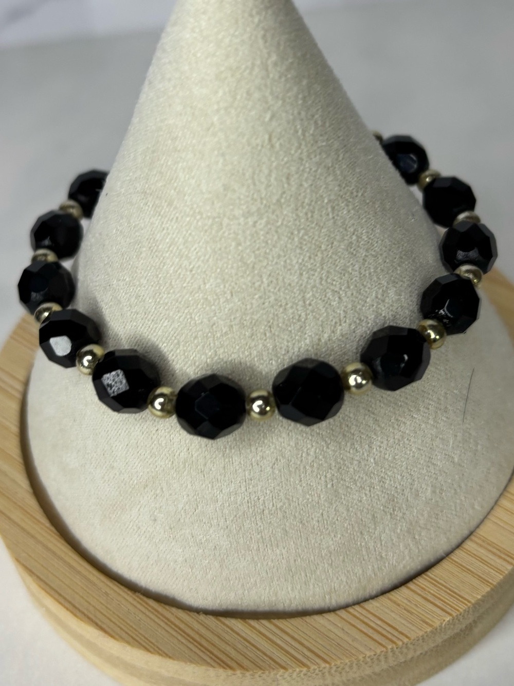 Faceted Black Bead Bracelet